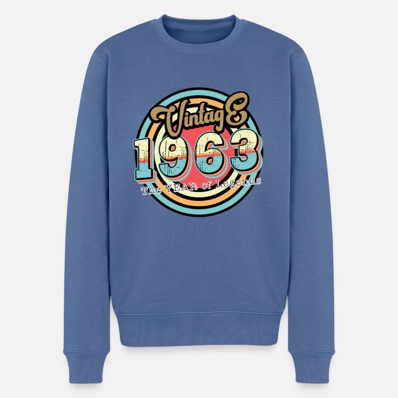 Millésime 1963 - Pull Premium bio Homme - bleu pigeon