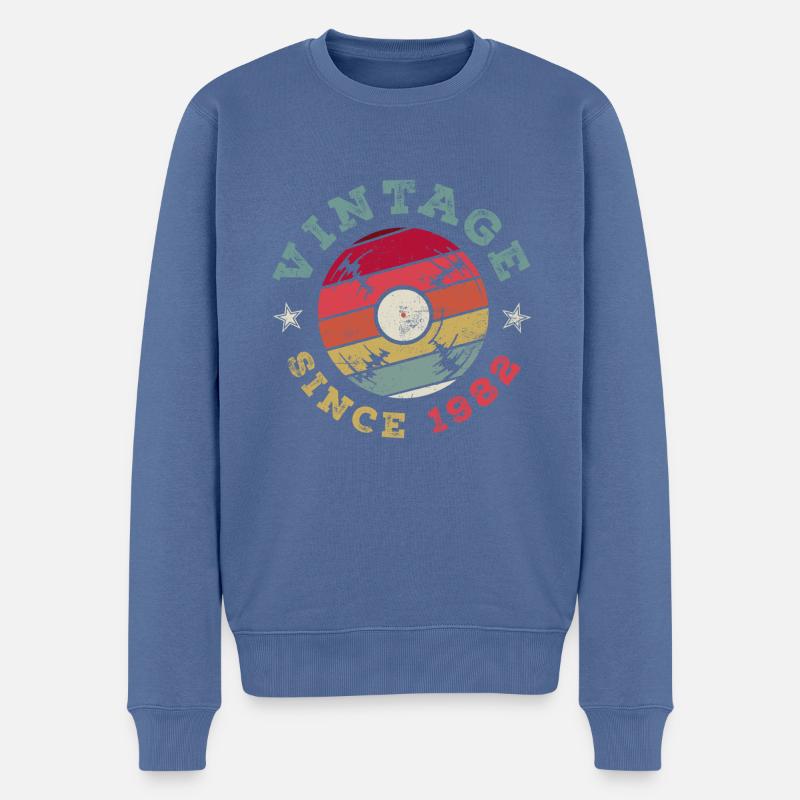 Millésime 1982 - Pull Premium bio Homme - bleu pigeon