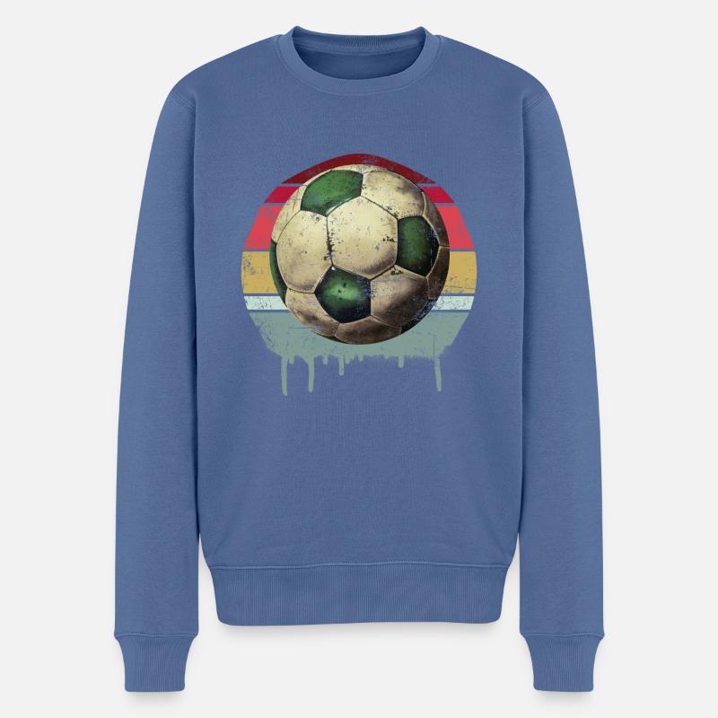 Fussball Ball Retro - Männer Premium Bio Pullover - Taubenblau