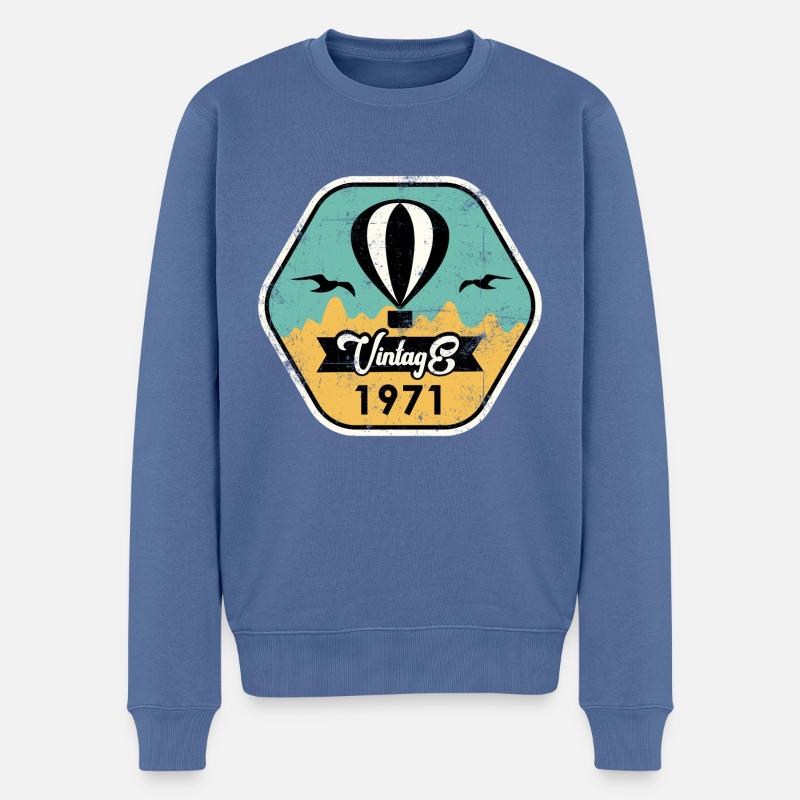 Millésime 1971 - Pull Premium bio Homme - bleu pigeon