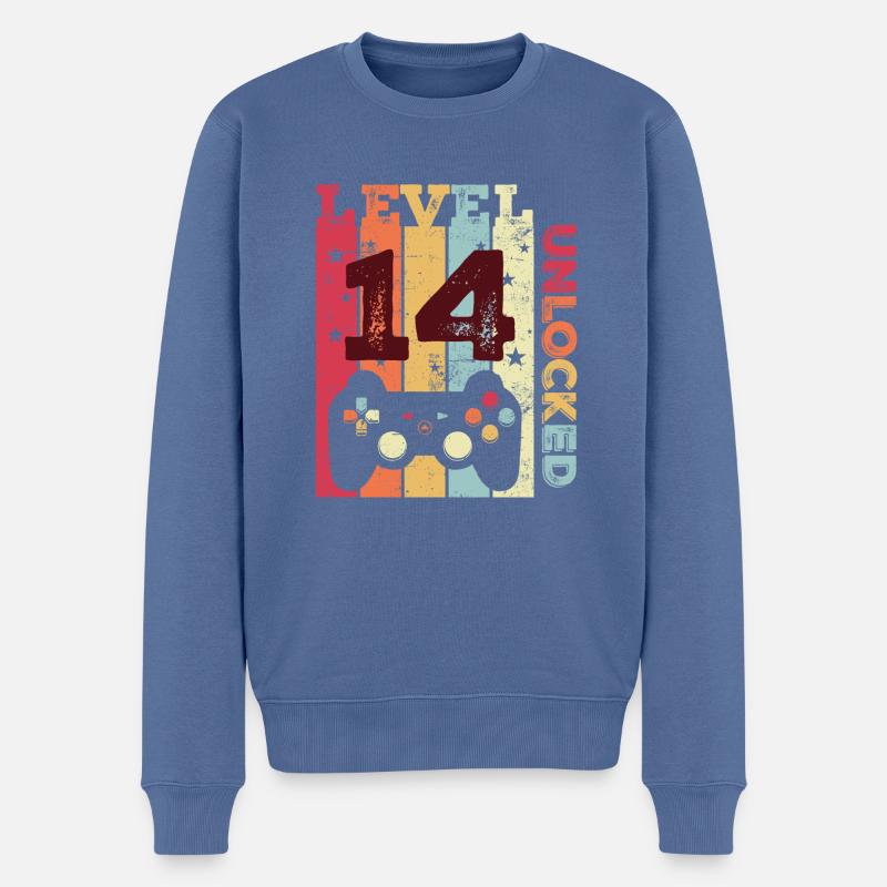 14e anniversaire 14 ans Gamer - Pull Premium bio Homme - bleu pigeon