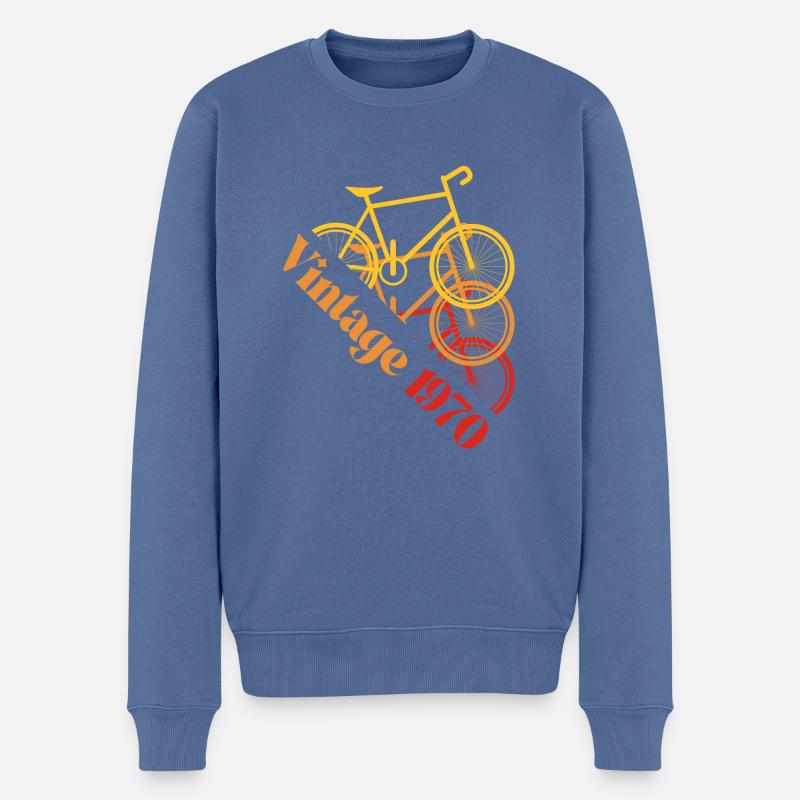 Vintage 1970 - Männer Premium Bio Pullover - Taubenblau