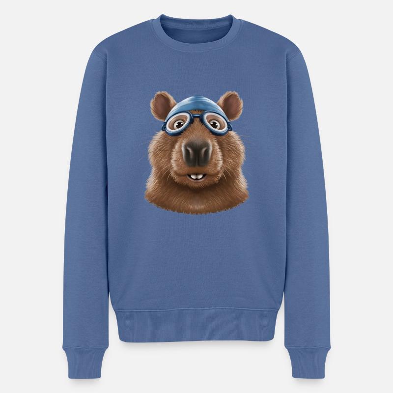 Schwimmmeister Biber - Männer Premium Bio Pullover - Taubenblau