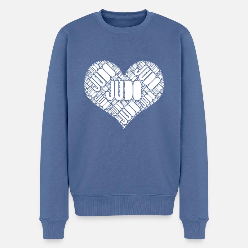 Judo Herz - Männer Premium Bio Pullover - Taubenblau