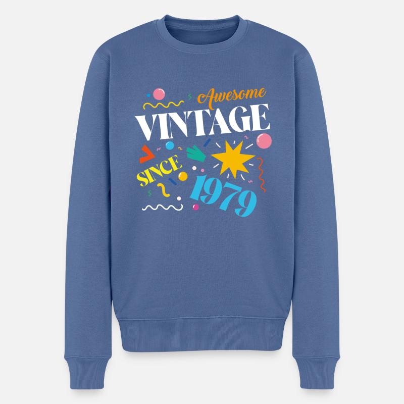 Millésime 1979 - Pull Premium bio Homme - bleu pigeon