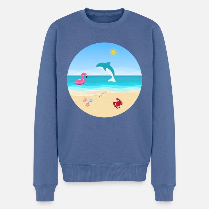 Strand Design - Männer Premium Bio Pullover - Taubenblau