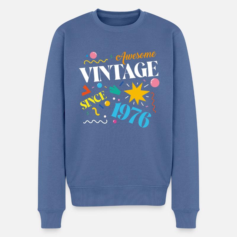Millésime 1976 - Pull Premium bio Homme - bleu pigeon