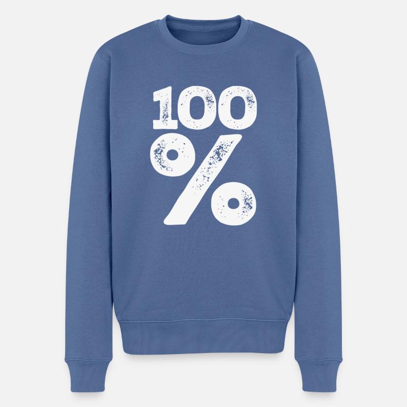 100% - Männer Premium Bio Pullover - Taubenblau