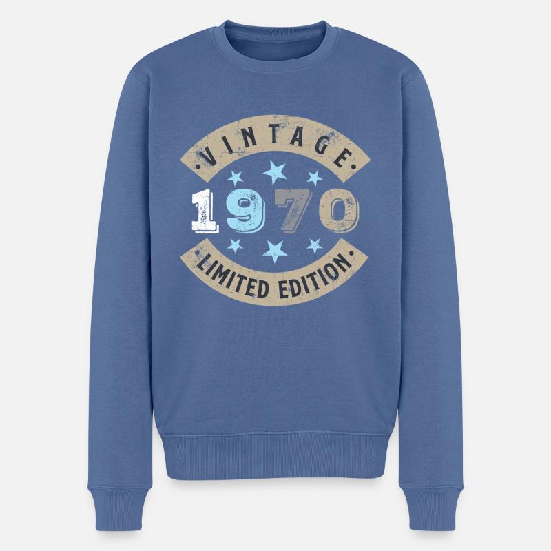 Millésime 1970 - Pull Premium bio Homme - bleu pigeon