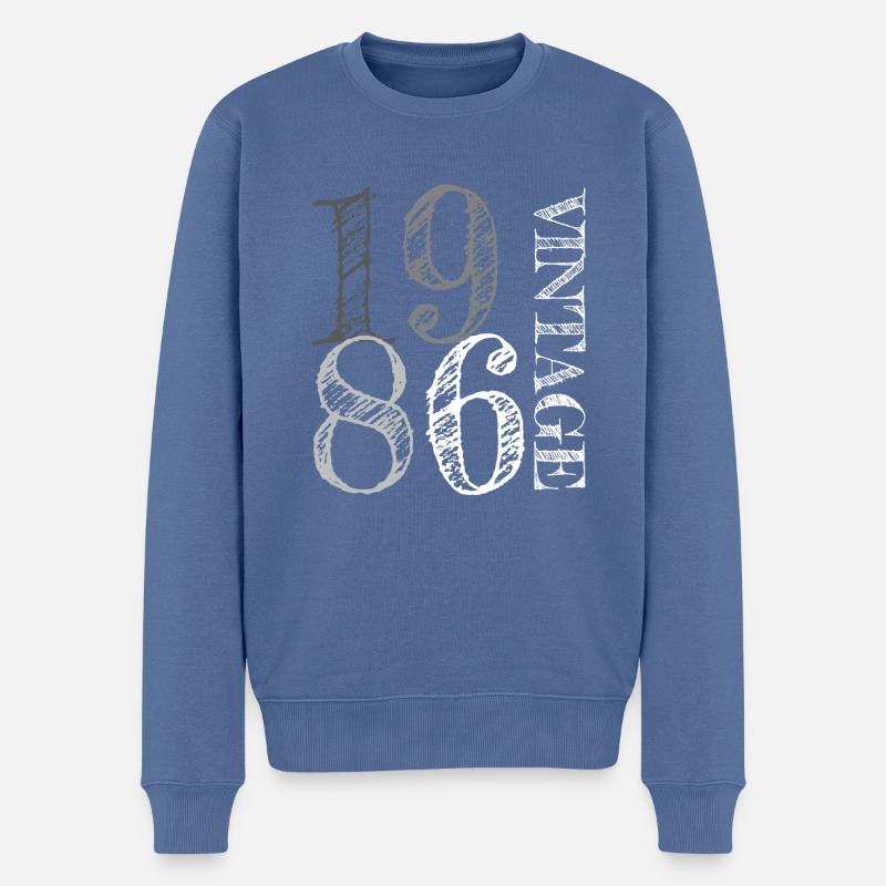 Millésime 1986 - Pull Premium bio Homme - bleu pigeon