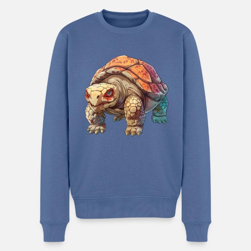 Farbenfrohe Schildkröte Mit Roten Augen - Männer Premium Bio Pullover - Taubenblau