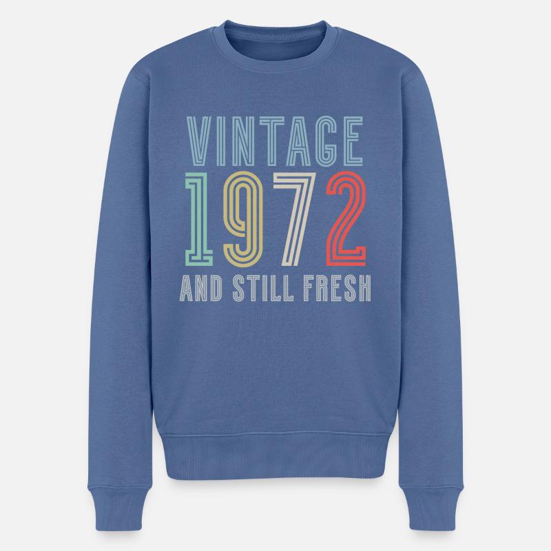 Millésime 1972 - Pull Premium bio Homme - bleu pigeon