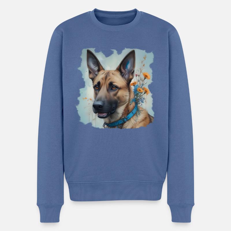 MALINOIS - Männer Premium Bio Pullover - Taubenblau