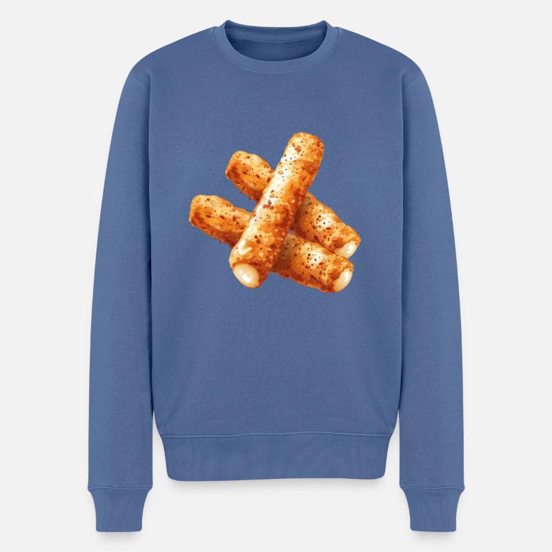 Délicieux bâtonnets de mozzarella Graphique - Pull Premium bio Homme - bleu pigeon