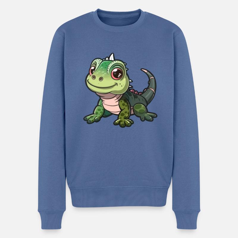 Bébé dragon souriant mignon - Pull Premium bio Homme - bleu pigeon