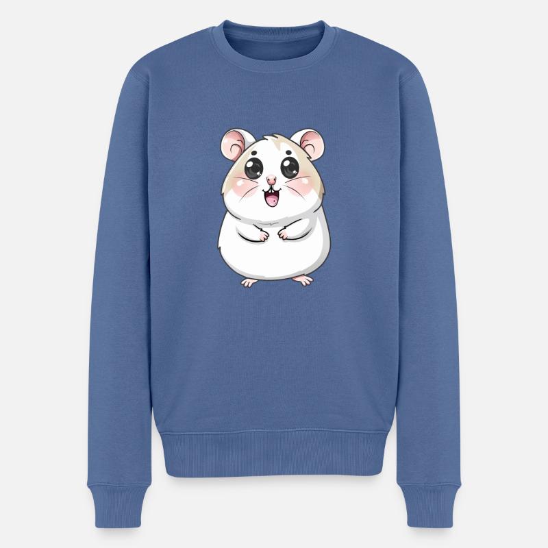 Niedlicher Hamster Zeichentrickfigur - Männer Premium Bio Pullover - Taubenblau