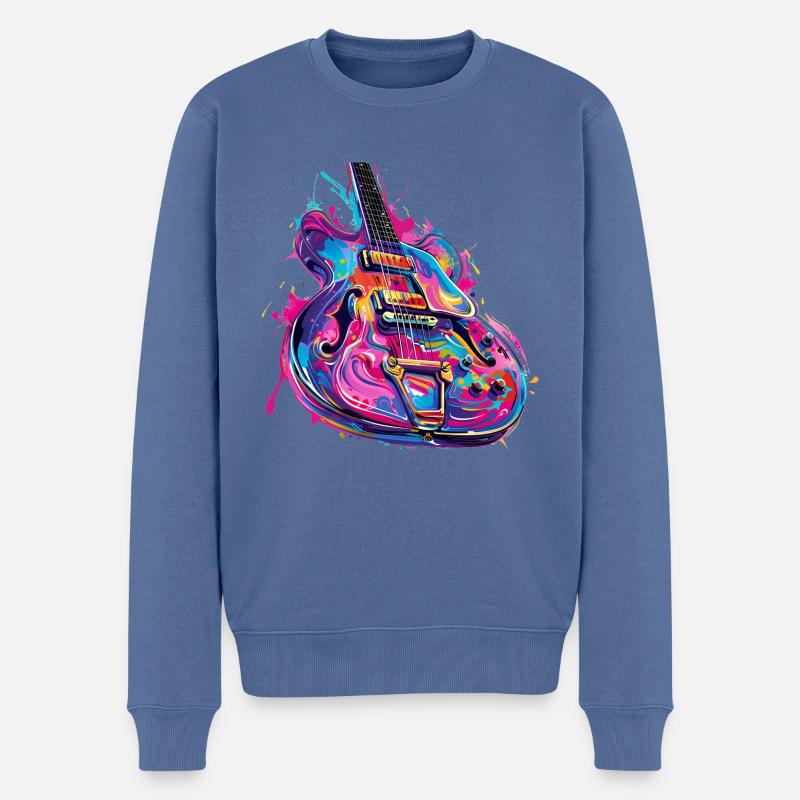 Graffiti Gittare Musik - Männer Premium Bio Pullover - Taubenblau