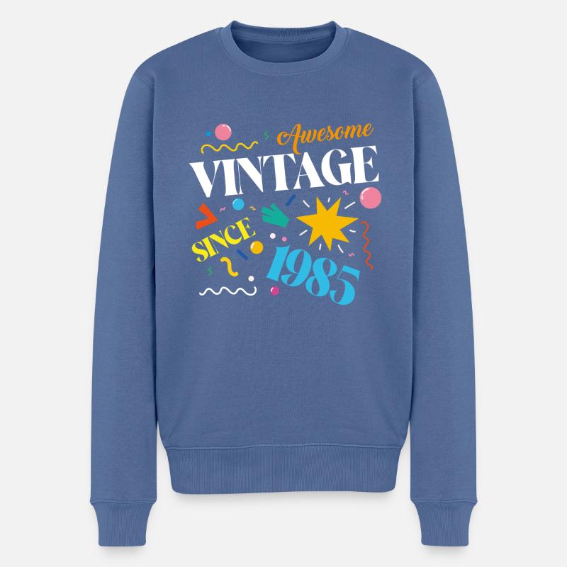 Millésime 1985 - Pull Premium bio Homme - bleu pigeon