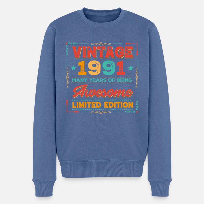 Millésime 1991 - Pull Premium bio Homme - bleu pigeon
