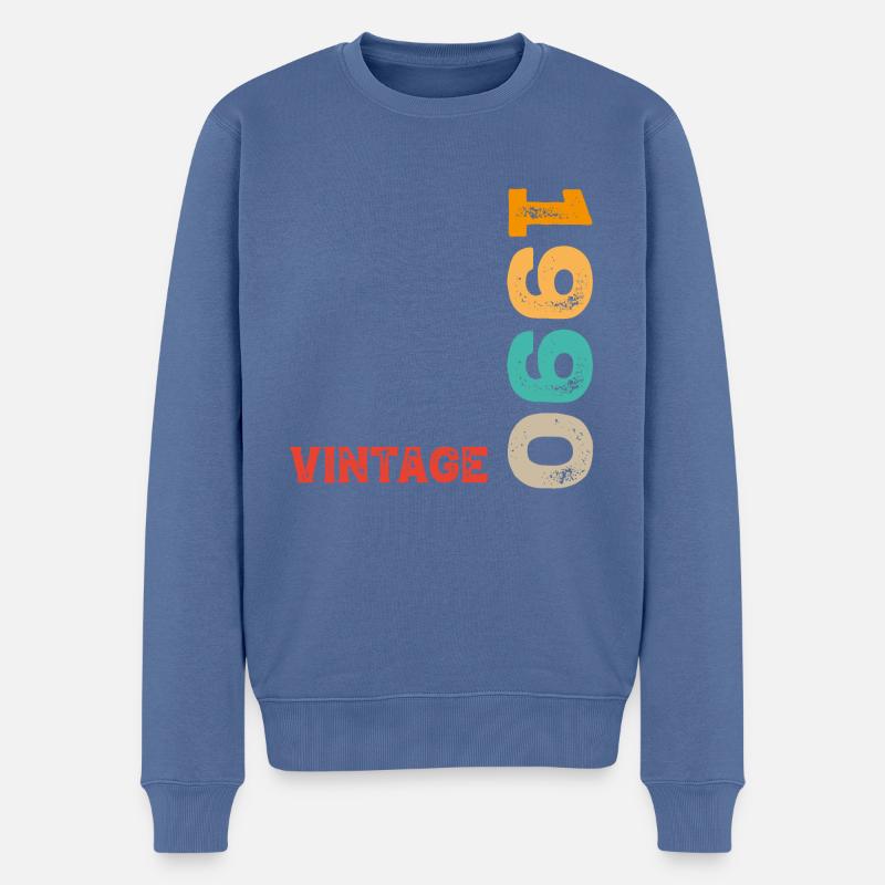 Millésime 1990 - Pull Premium bio Homme - bleu pigeon