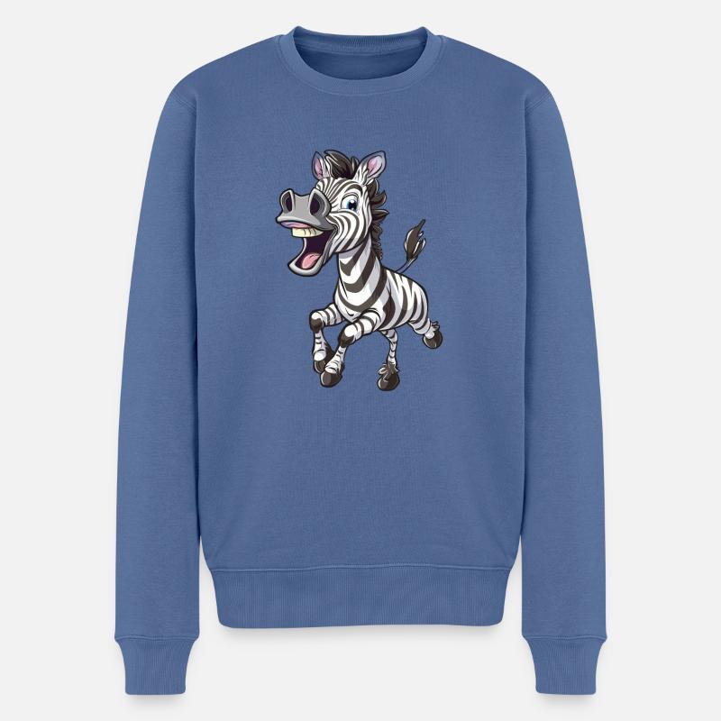 Zèbre joyeux avec un sourire - Pull Premium bio Homme - bleu pigeon