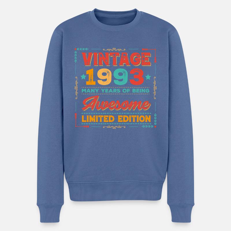 1993 31e anniversaire - Pull Premium bio Homme - bleu pigeon