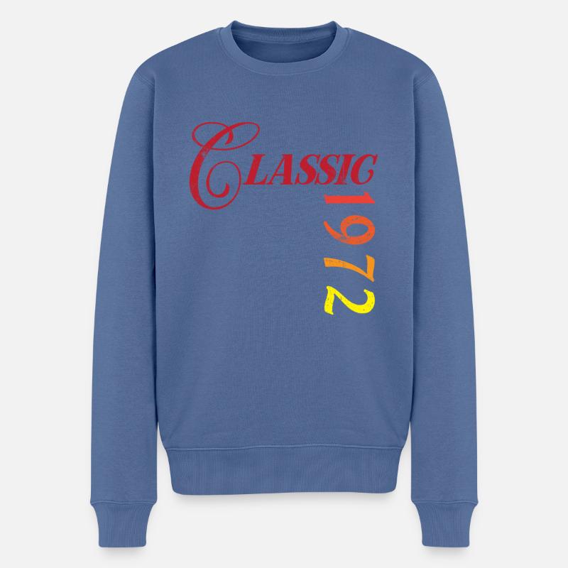 Vintage 1972 - Männer Premium Bio Pullover - Taubenblau
