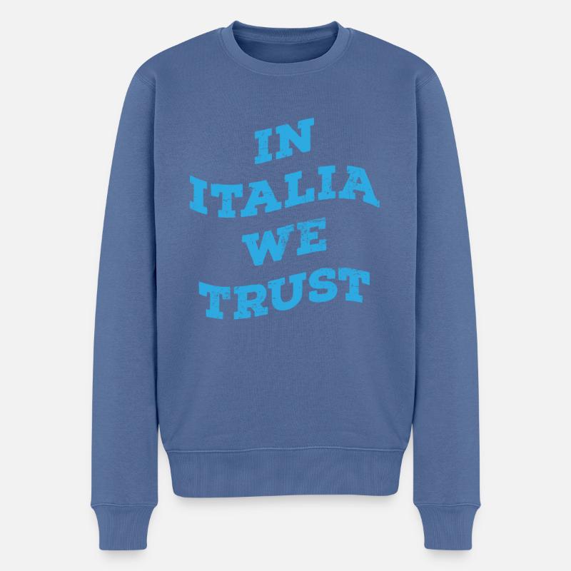 En Italie, nous faisons confiance - Pull Premium bio Homme - bleu pigeon