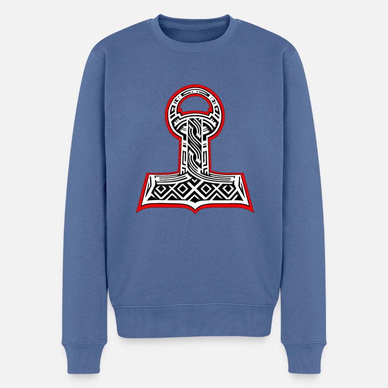 Thors Hammer - Männer Premium Bio Pullover - Taubenblau