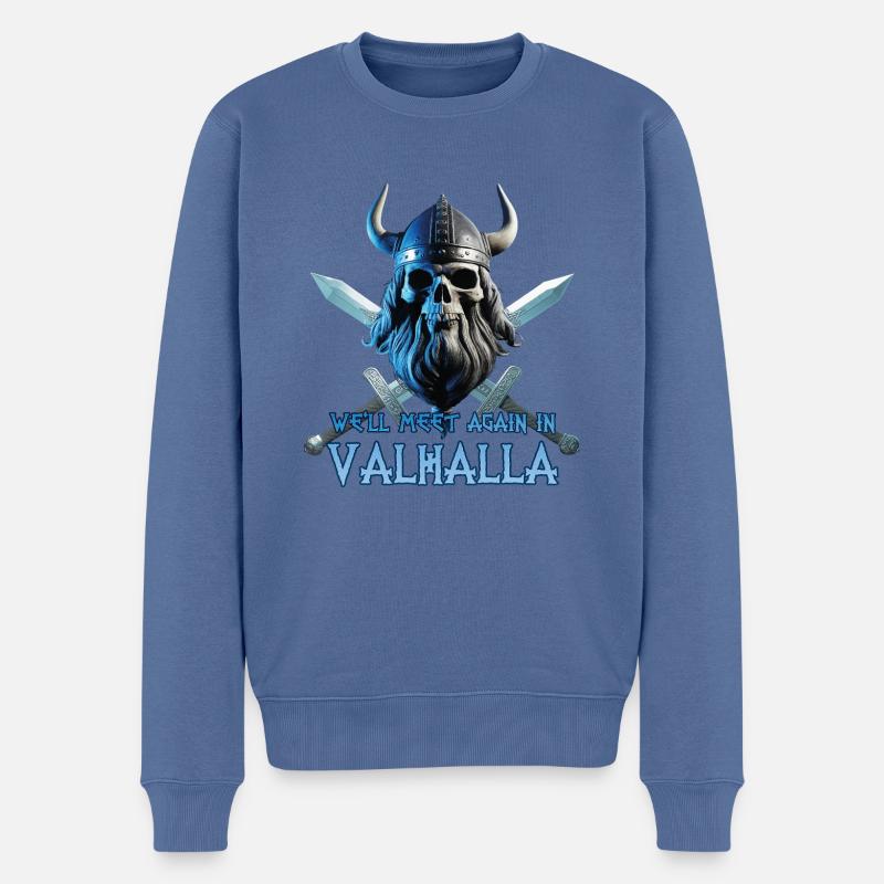 Wikinger Schädel 06 2024 01 - Männer Premium Bio Pullover - Taubenblau