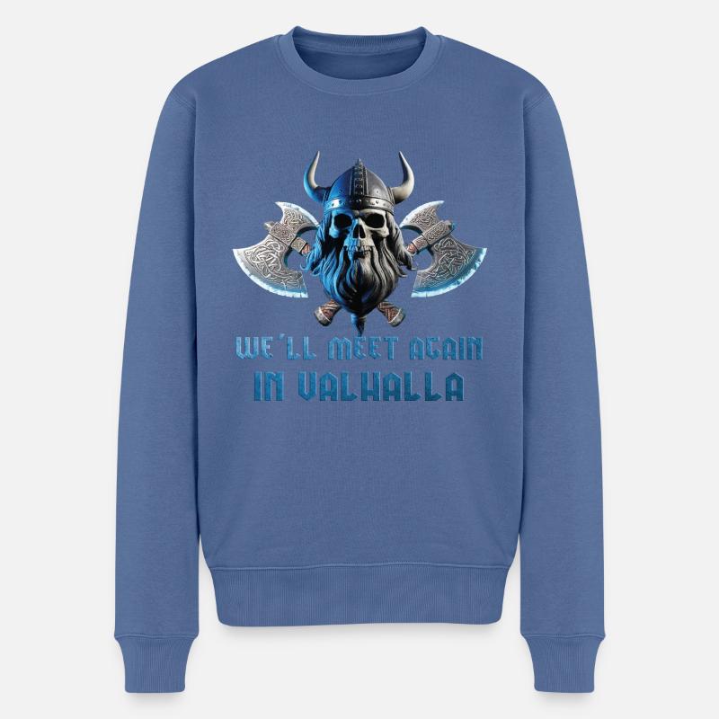 Wikinger Schädel 06 2024 02 - Männer Premium Bio Pullover - Taubenblau