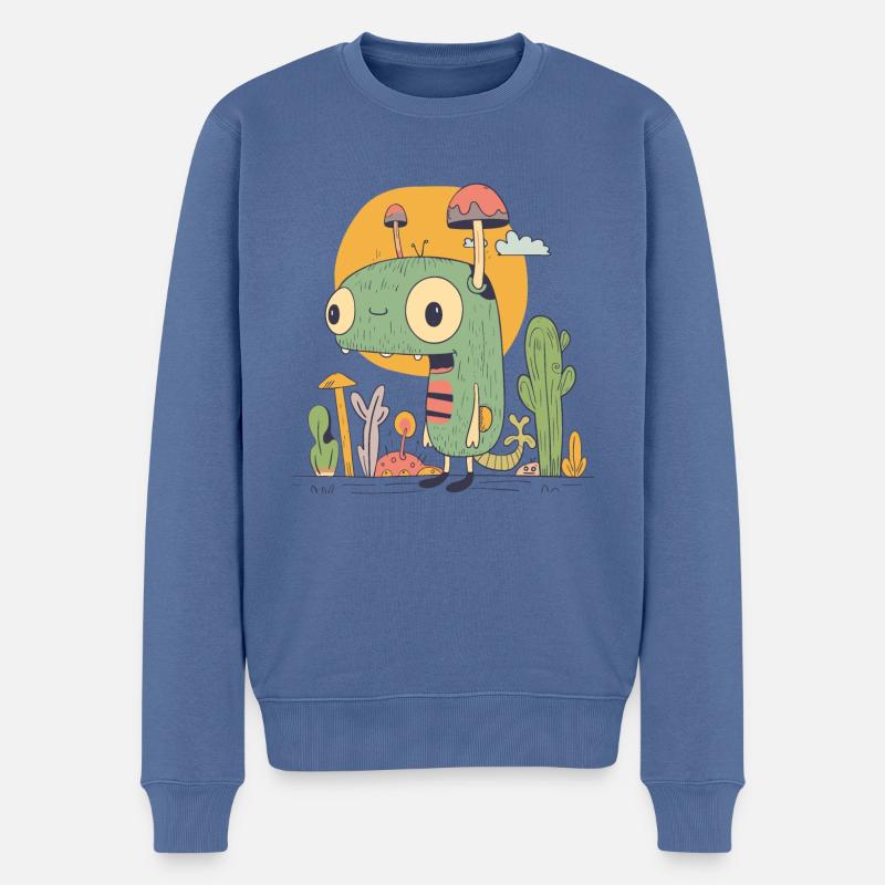 Kleines Monster in der Natur | © M2-D2 - Männer Premium Bio Pullover - Taubenblau