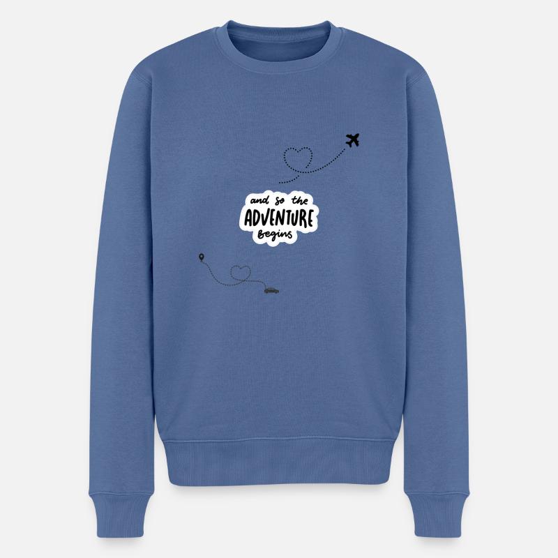 Abenteuer - Männer Premium Bio Pullover - Taubenblau