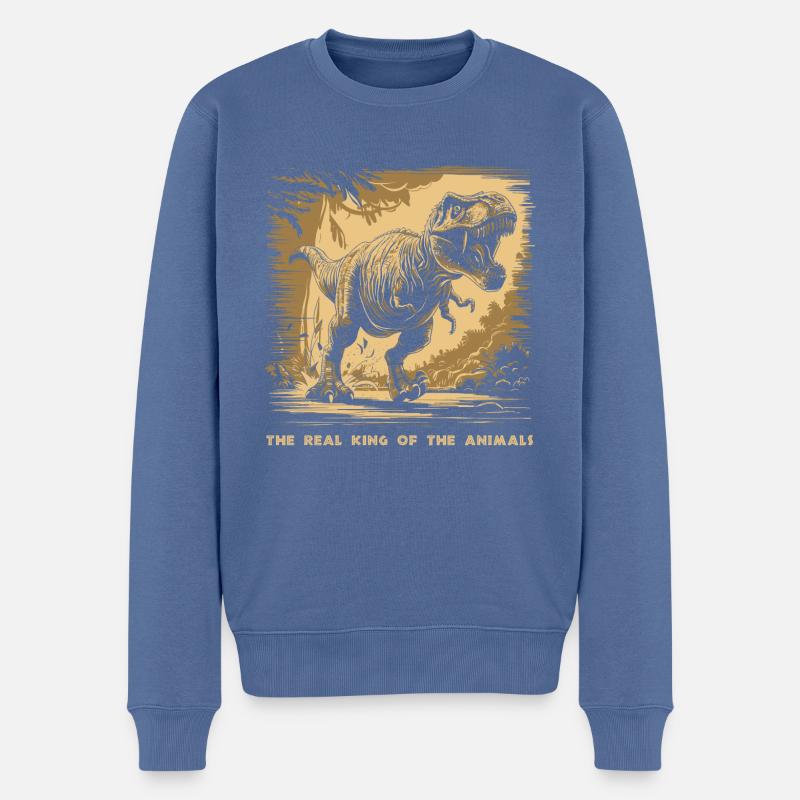T Rex 07 2024 01 - Männer Premium Bio Pullover - Taubenblau
