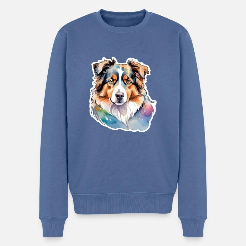 Berger Australien Aquarelles - Pull Premium bio Homme - bleu pigeon
