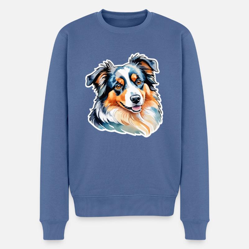 Berger Australien Aquarelles - Pull Premium bio Homme - bleu pigeon