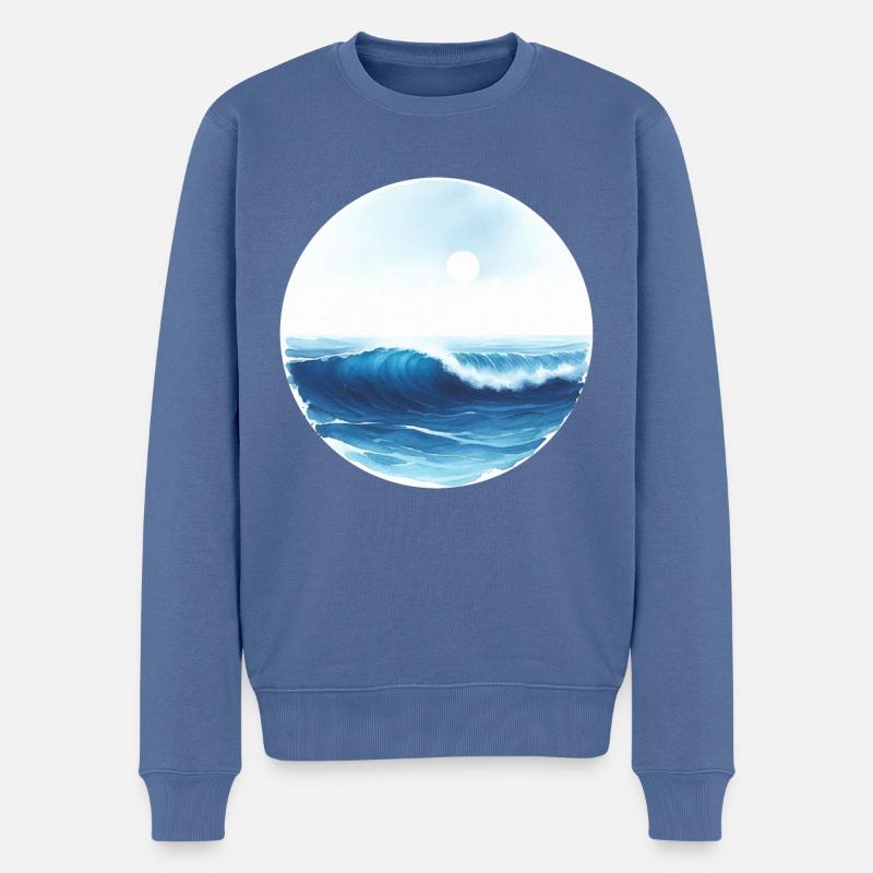 Ocean wave - Männer Premium Bio Pullover - Taubenblau