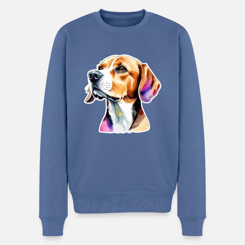 Beagle Wasserfarben - Männer Premium Bio Pullover - Taubenblau