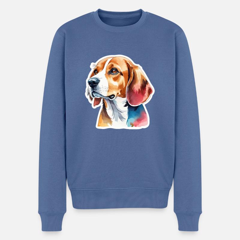 Beagle Wasserfarben - Männer Premium Bio Pullover - Taubenblau