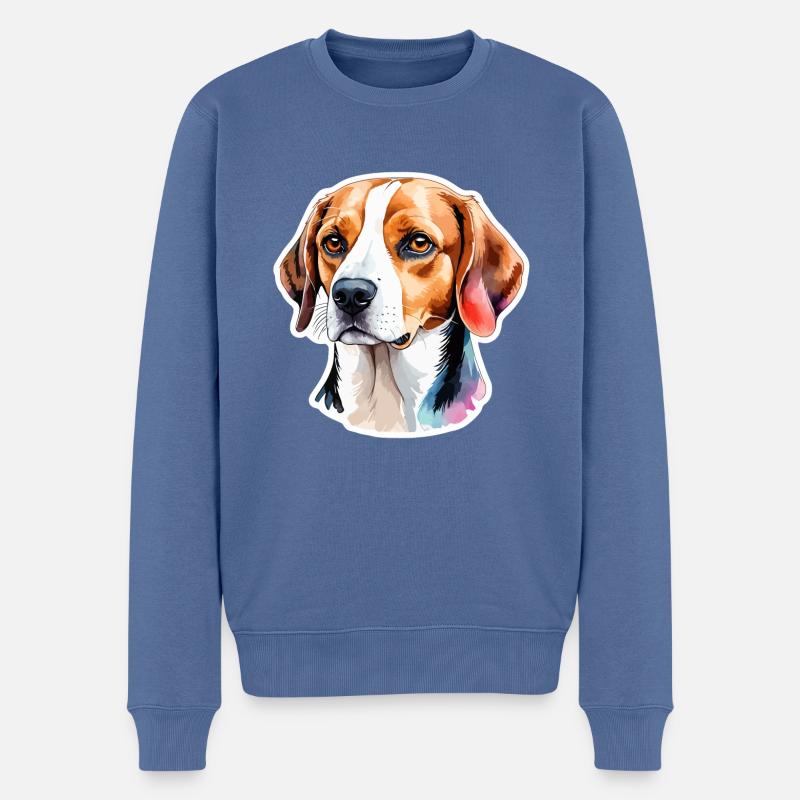 Beagle Wasserfarben - Männer Premium Bio Pullover - Taubenblau