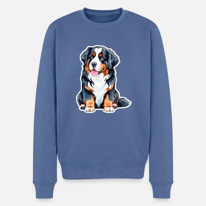 Bouvier bernois Aquarelles - Pull Premium bio Homme - bleu pigeon
