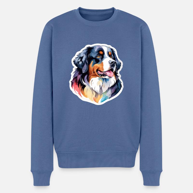 Bouvier bernois Aquarelles - Pull Premium bio Homme - bleu pigeon