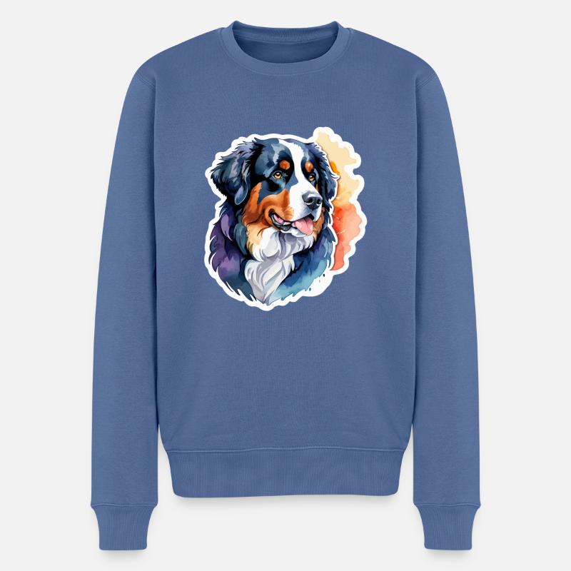 Bouvier bernois Aquarelles - Pull Premium bio Homme - bleu pigeon