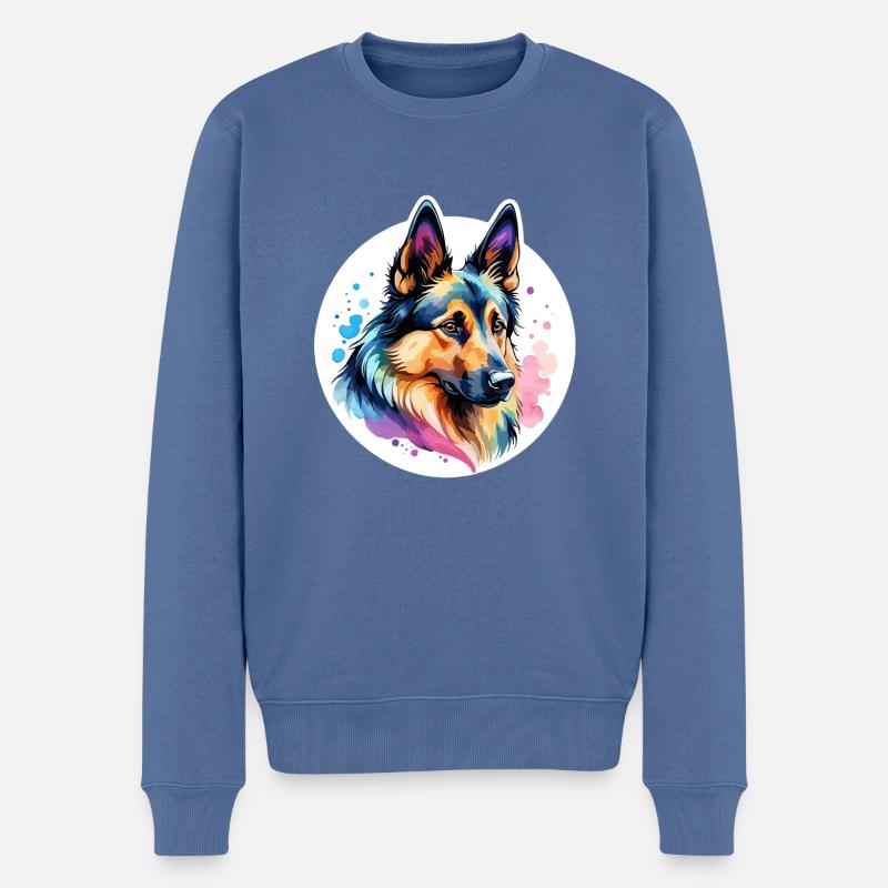 Berger Belge Aquarelle - Pull Premium bio Homme - bleu pigeon