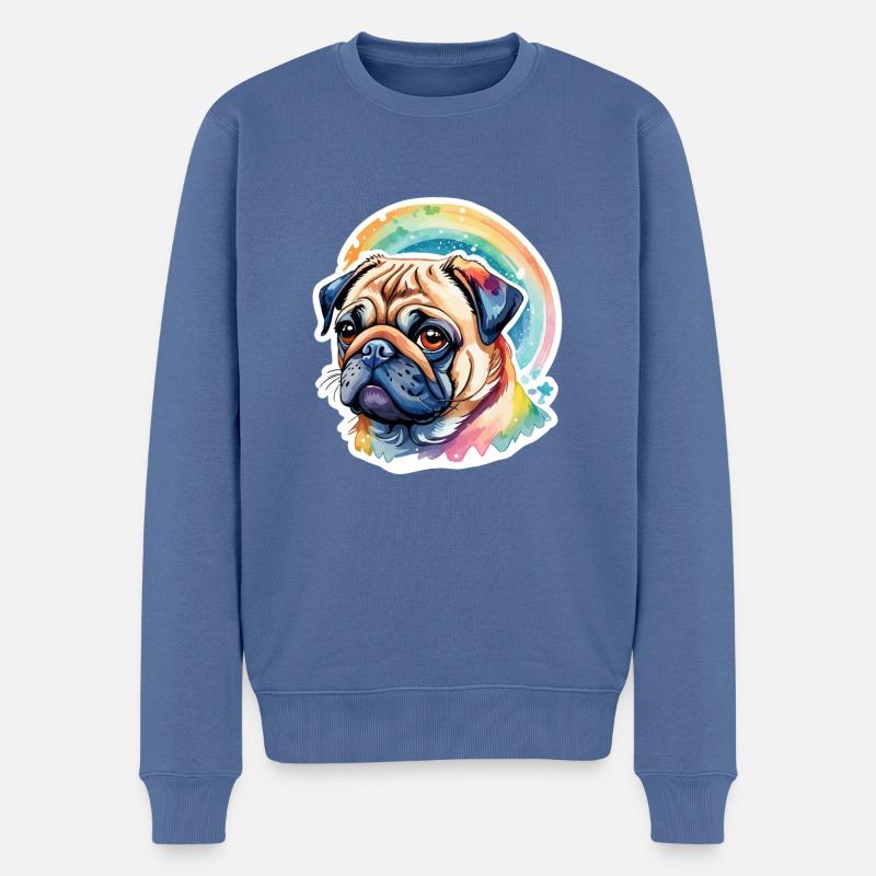 Aquarelles de carlin - Pull Premium bio Homme - bleu pigeon