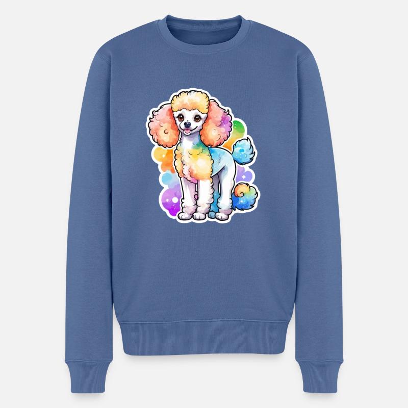 Caniche Aquarelles - Pull Premium bio Homme - bleu pigeon