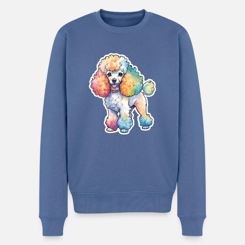 Caniche Aquarelles - Pull Premium bio Homme - bleu pigeon