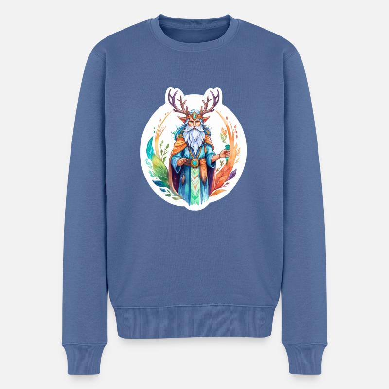 Aquarelles de druide - Pull Premium bio Homme - bleu pigeon