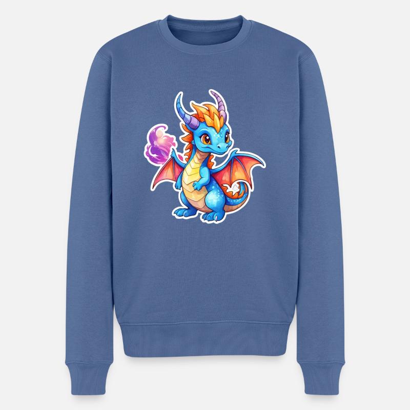 Aquarelles de dragon - Pull Premium bio Homme - bleu pigeon