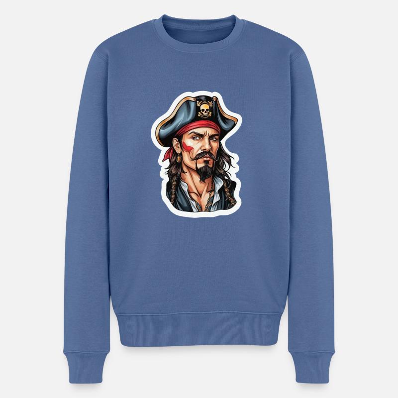 Pirate Style Néo Traditionnel - Pull Premium bio Homme - bleu pigeon